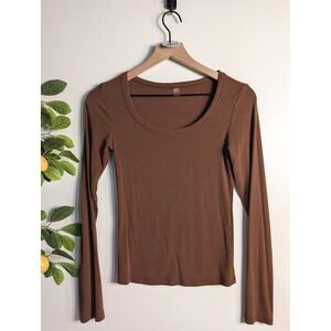 Mono B Brown Ribbed Long Sleeve Sz M